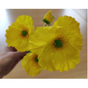 Vlčí máky,  textilní dekorace, květina žlutá 60cm